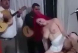 Mariachis Playing & Friends Filming While a Friend Bangs a Gorgeous Girl in a Hotel Room