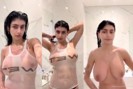 Mia Khalifa Nude Wet Tank Top Shower OnlyFans Livestream Leaked